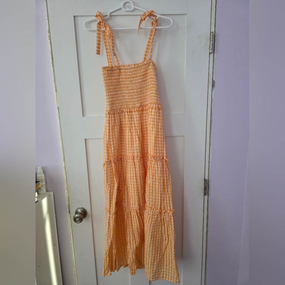 NWOT Gingham Smocked Maxi Dress